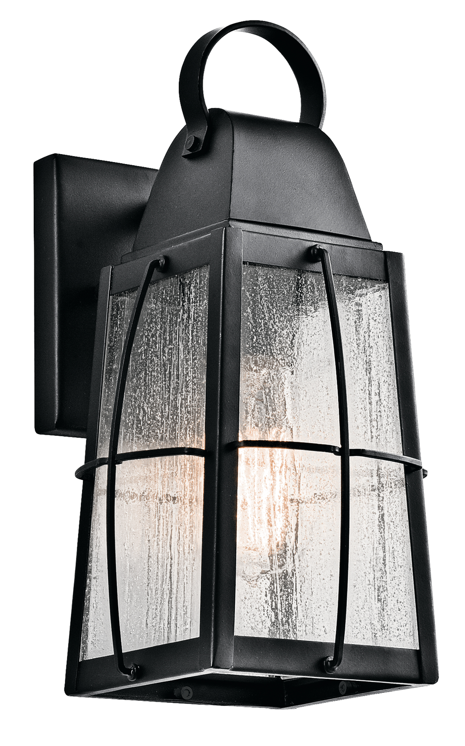 Tolerand 12" 1 Light Outdoor Wall Light with Clear Seeded Glass in Textured Black