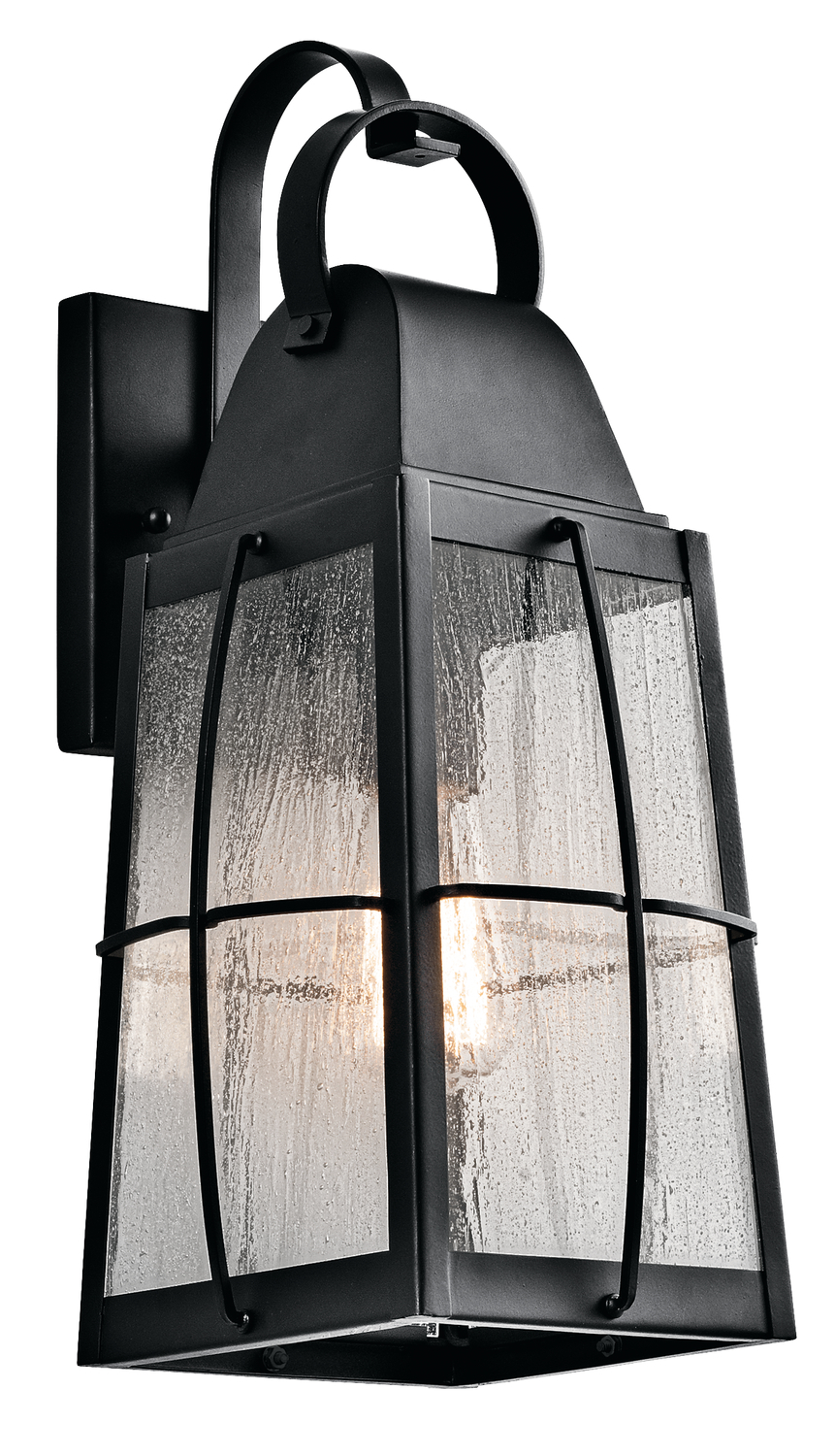 Tolerand 17.75" 1 Light Outdoor Wall Light with Clear Seeded Glass in Textured Black