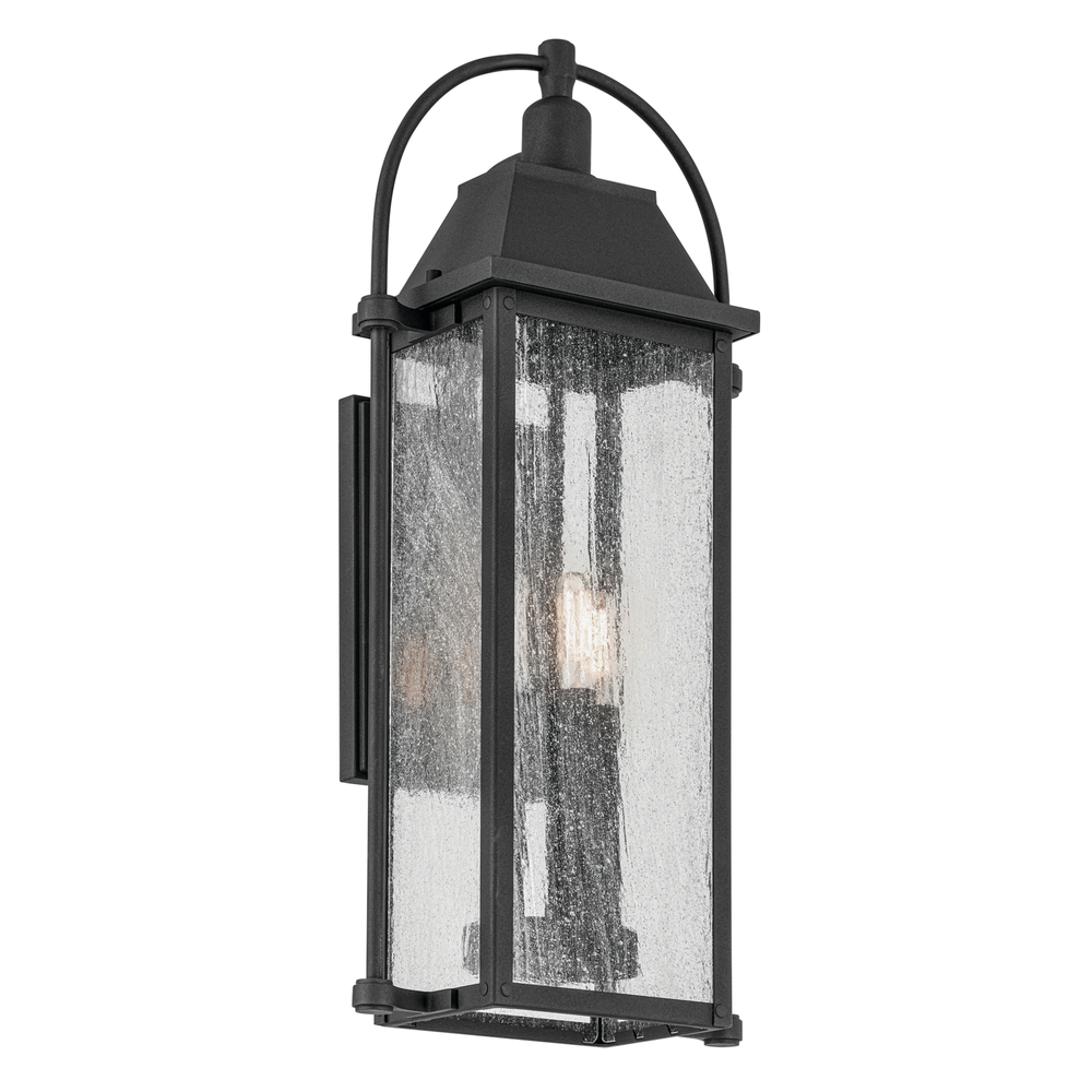 Harbor Row 23.25" 3-Light Outdoor Wall Light with Clear Seeded Glass in Textured Black