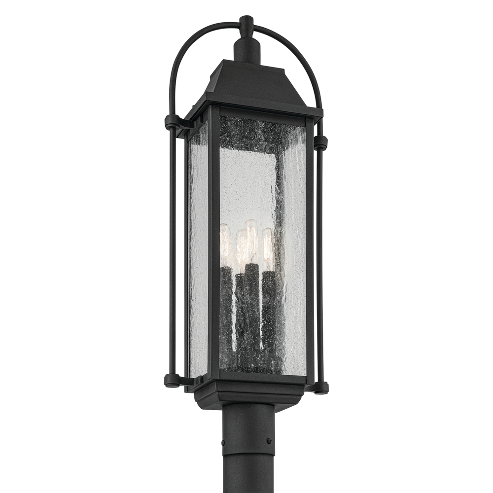 Harbor Row 27.25" 4-Light Outdoor Post Light with Clear Seeded Glass in Textured Black