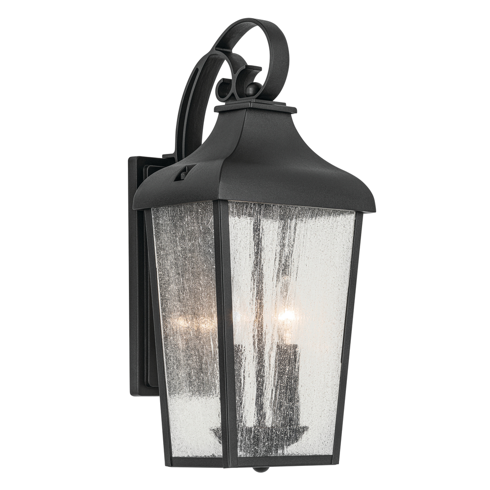 Forestdale 18.50" 2-Light Outdoor Wall Light with Clear Water Glass in Textured Black