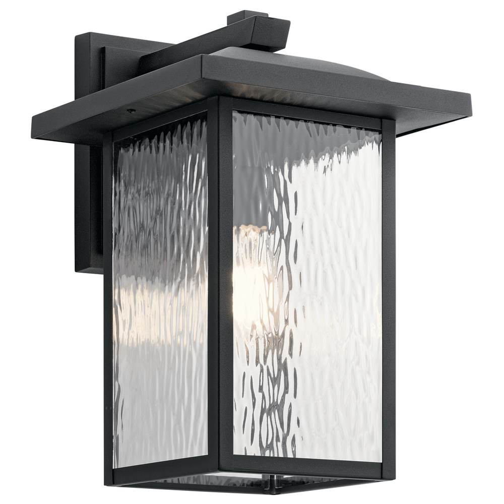 Capanna 16" 1 Light Outdoor Wall Light with Clear Water Glass in Textured Black