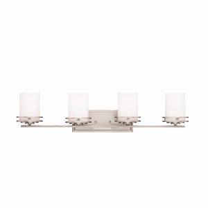 Hendrik 33.75" 4 Light Vanity Light with Satin Etched Cased Opal Brushed Nickel