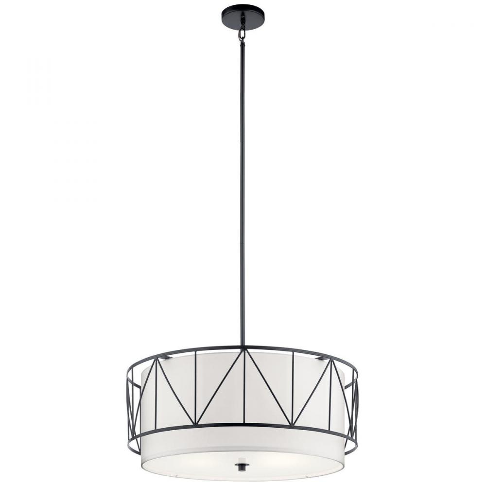 Birkleigh 11.5" 4 Light Pendant with Satin Etched Glass in Black