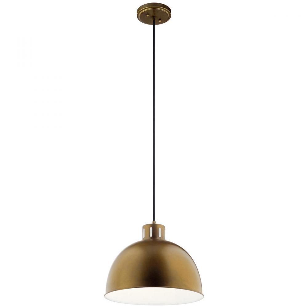 Zailey 12.5" 1 Light Pendant in Natural Brass