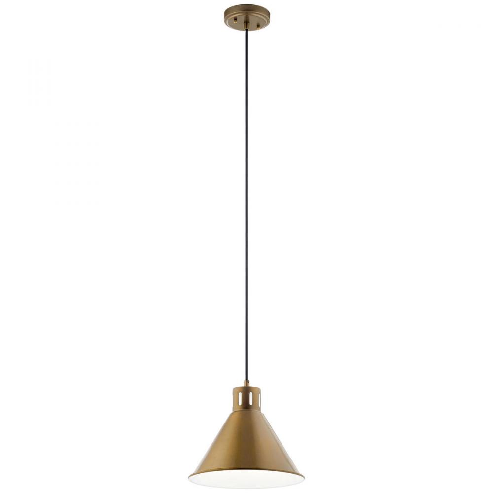 Zailey 9.5" 1 Light Pendant in Natural Brass
