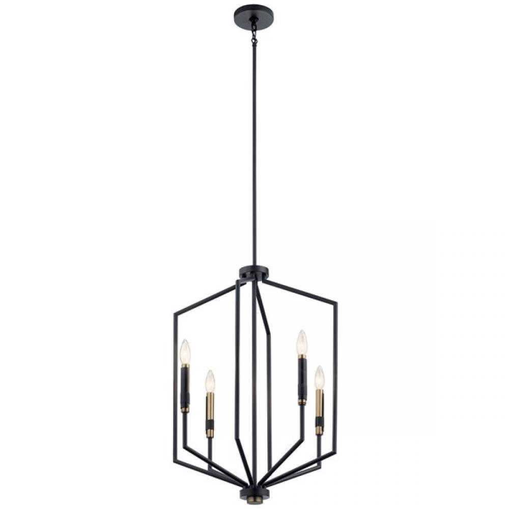 Armand 27 inch 4 Light Foyer Pendant in Black and Bronze Finish