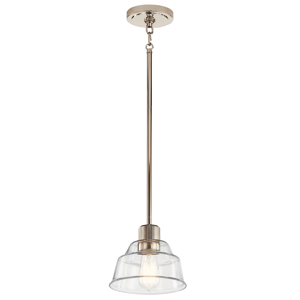 Eastmont 1 Light Mini Pendant with Clear Glass Polished Nickel