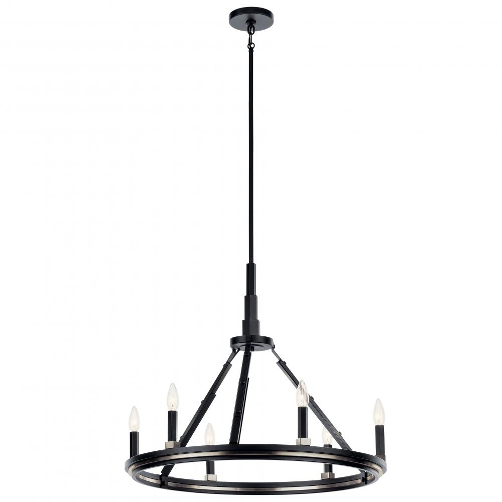 Emmala 24 inch 6 Light Chandelier in Brushed Nickel and Black