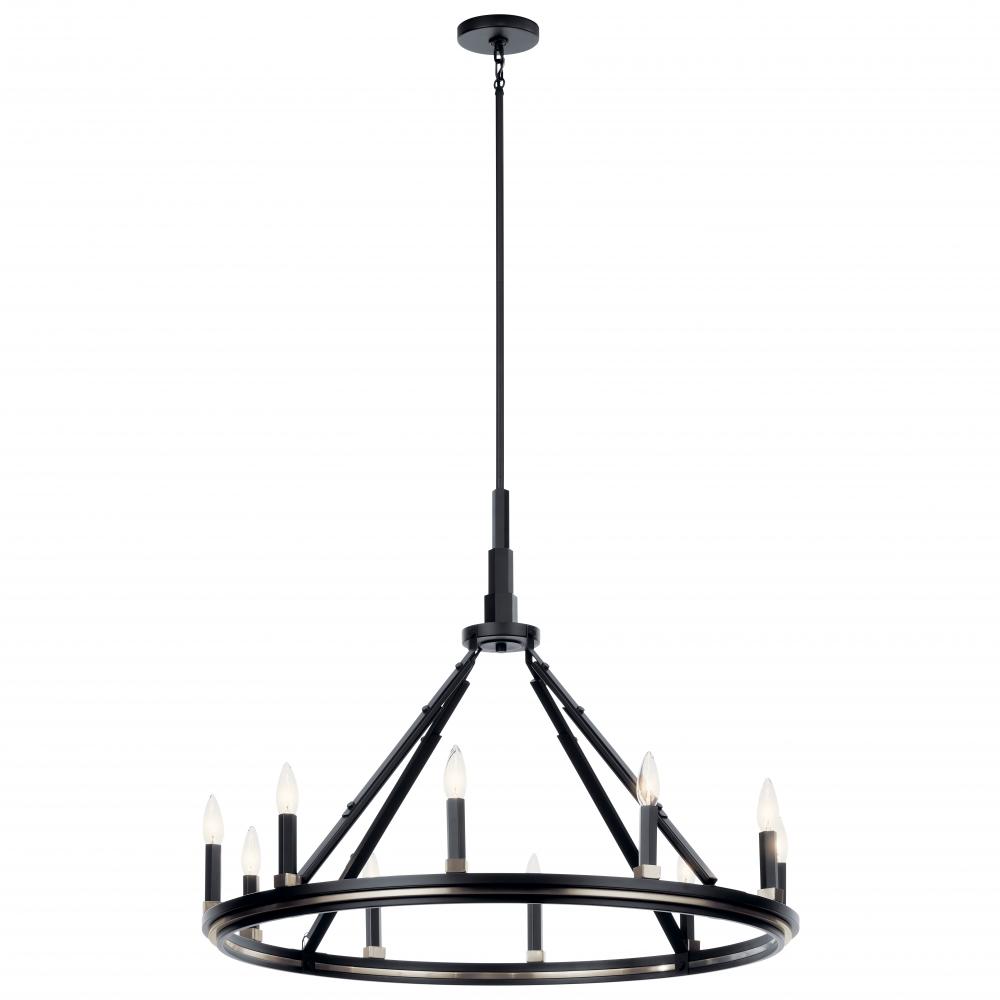 Emmala 27.50 inch 10 Light Chandelier in Brushed Nickel and Black