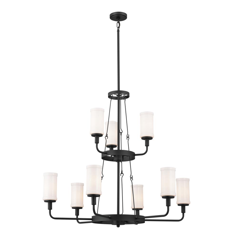 Vetivene 40" 9 Light Chandelier Textured Black