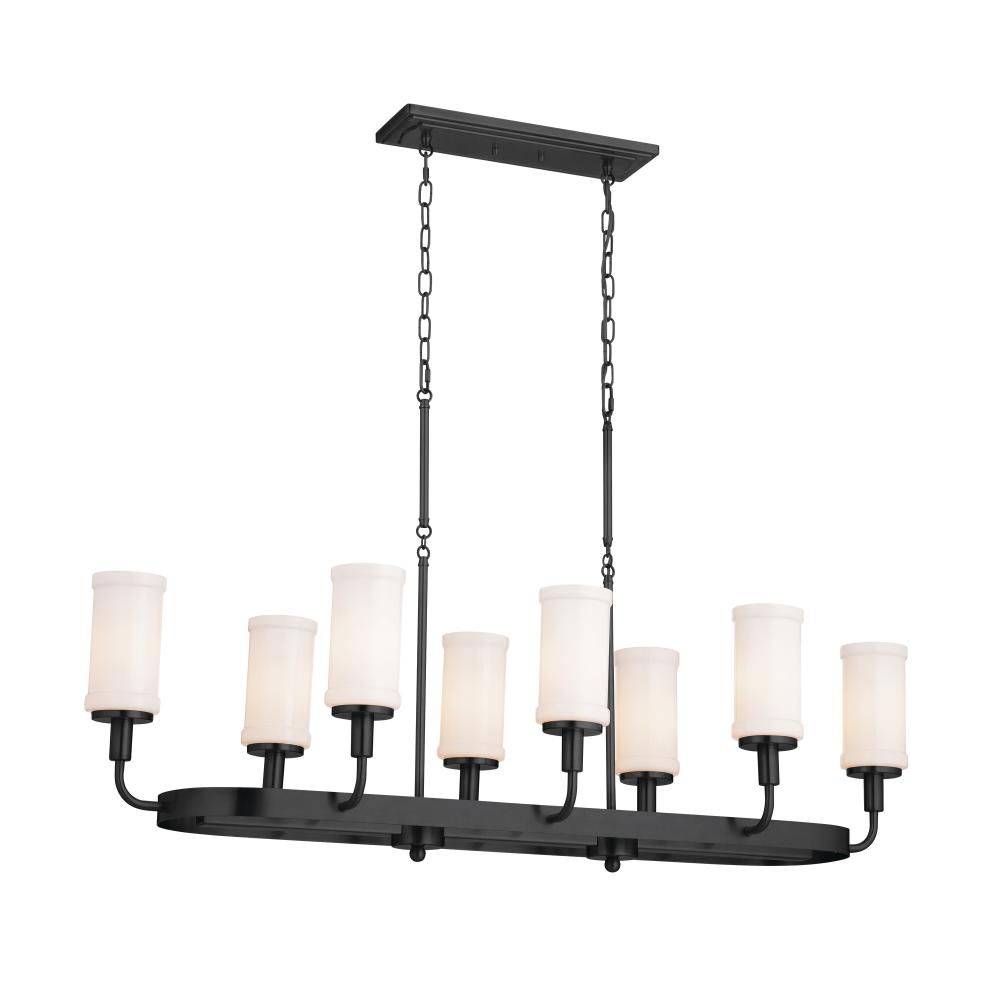 Vetivene 46.5" 8 Light Linear Chandelier Textured Black