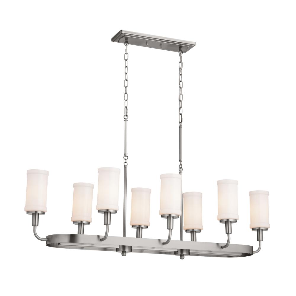 Vetivene 46.5" 8 Light Linear Chandelier Classic Pewter