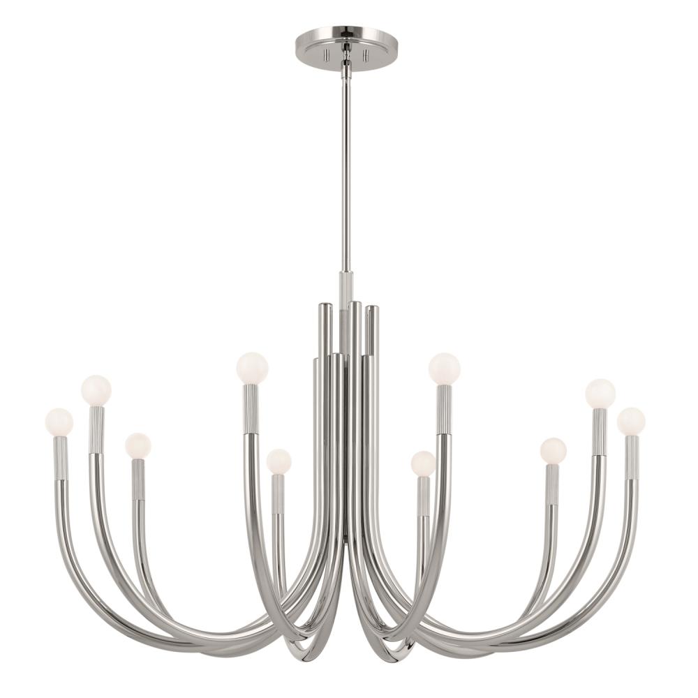 Odensa 40.25 Inch 10 Light Chandelier in Polished Nickel