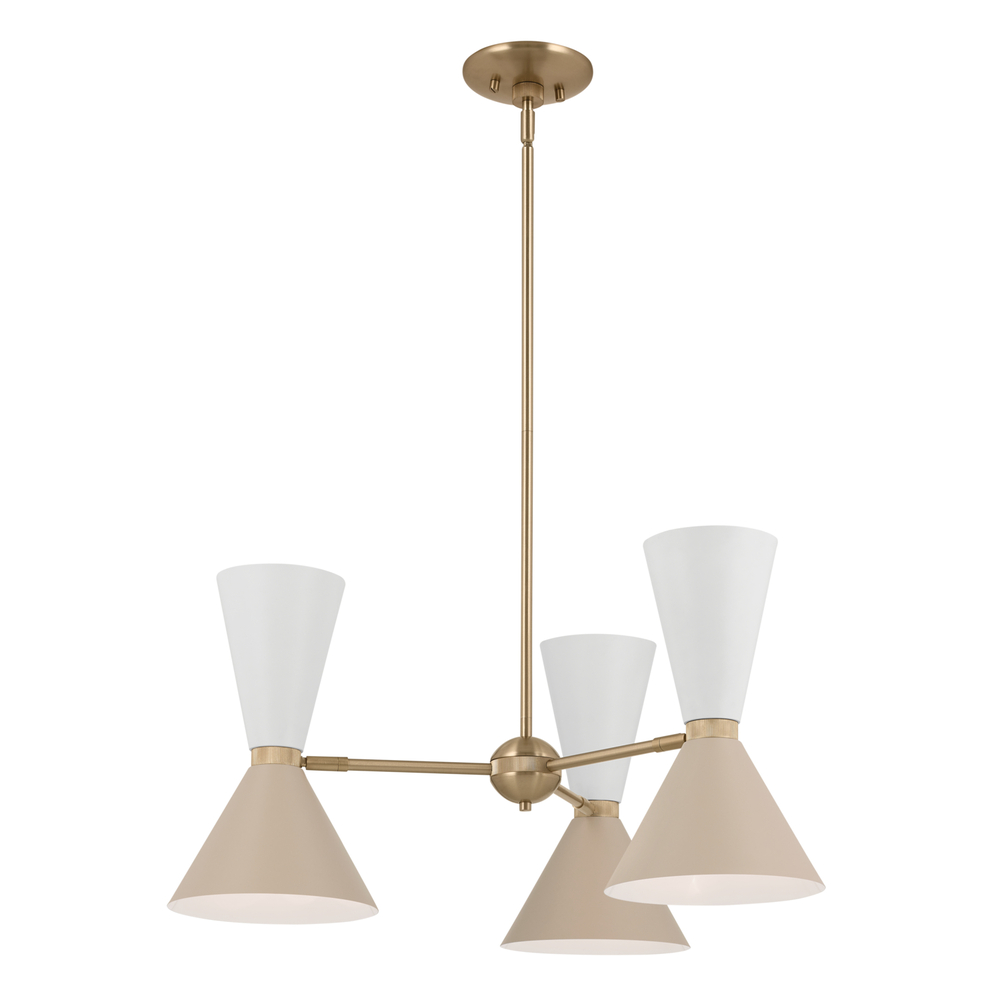 Phix 30.75 Inch 6 Light Chandelier in Champagne Bronze with Greige and White