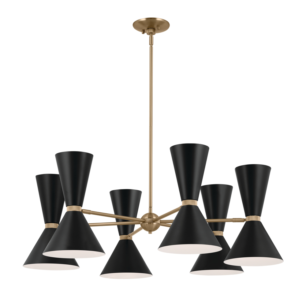 Phix 38.75 Inch 12 Light Chandelier in Champagne Bronze with Black