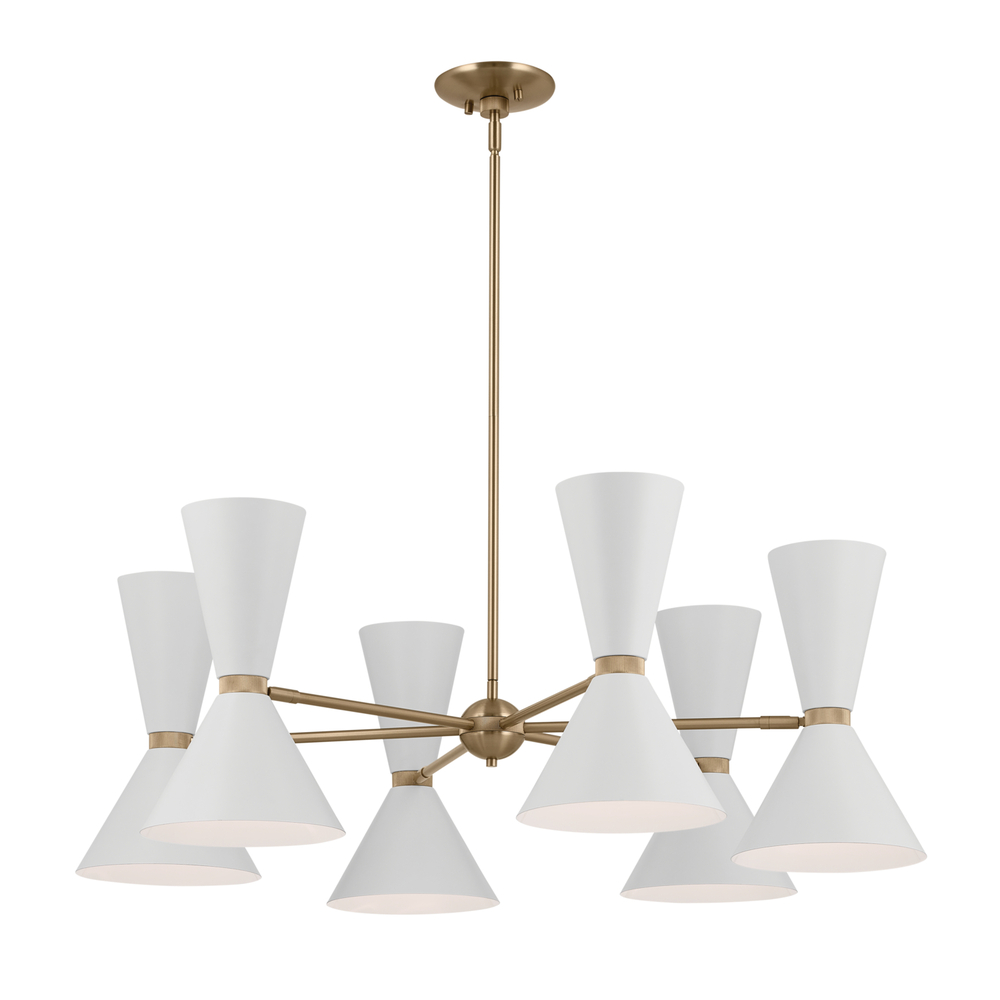 Phix 38.75 Inch 12 Light Chandelier in Champagne Bronze with White