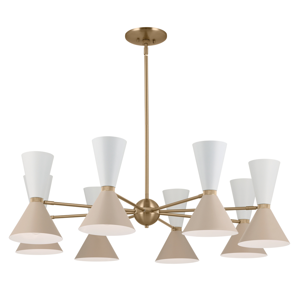 Phix 48.75 Inch 16 Light Chandelier in Champagne Bronze with Greige and White