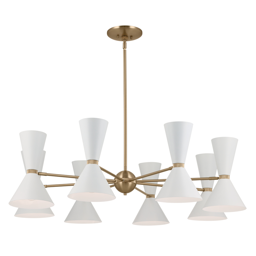 Phix 48.75 Inch 16 Light Chandelier in Champagne Bronze with White