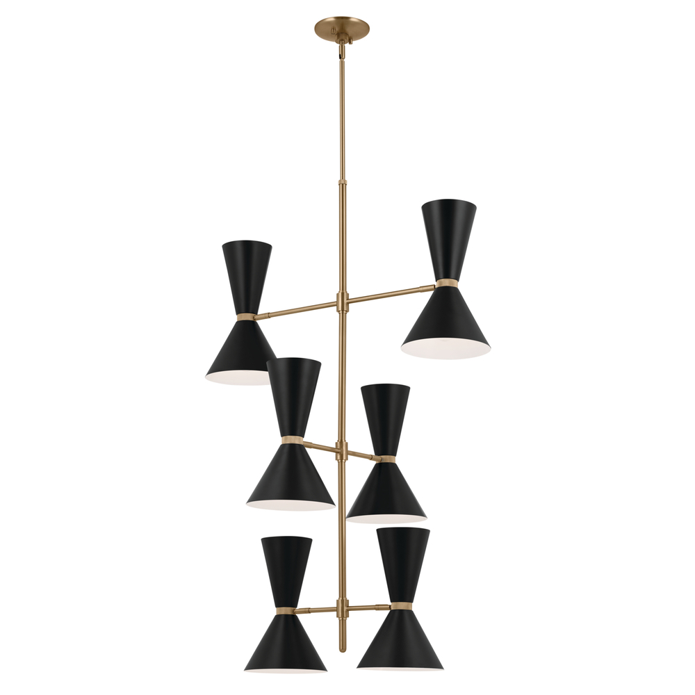 Phix 50 Inch 12 Light Foyer Chandelier in Champagne Bronze with Black