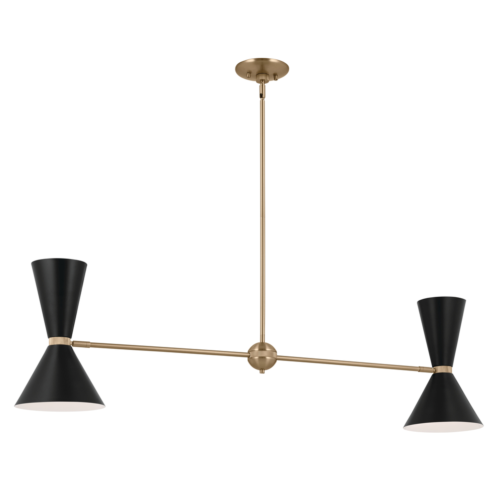 Phix 48 Inch 4 Light Linear Chandelier in Champagne Bronze with Black