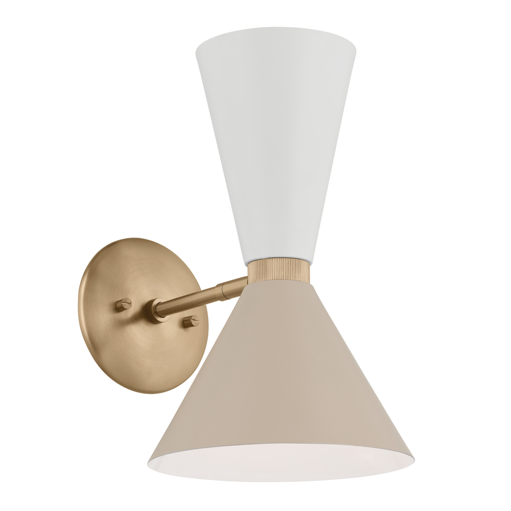 Phix 13.5 Inch 2 Light Wall Sconce in Champagne Bronze with Greige and White