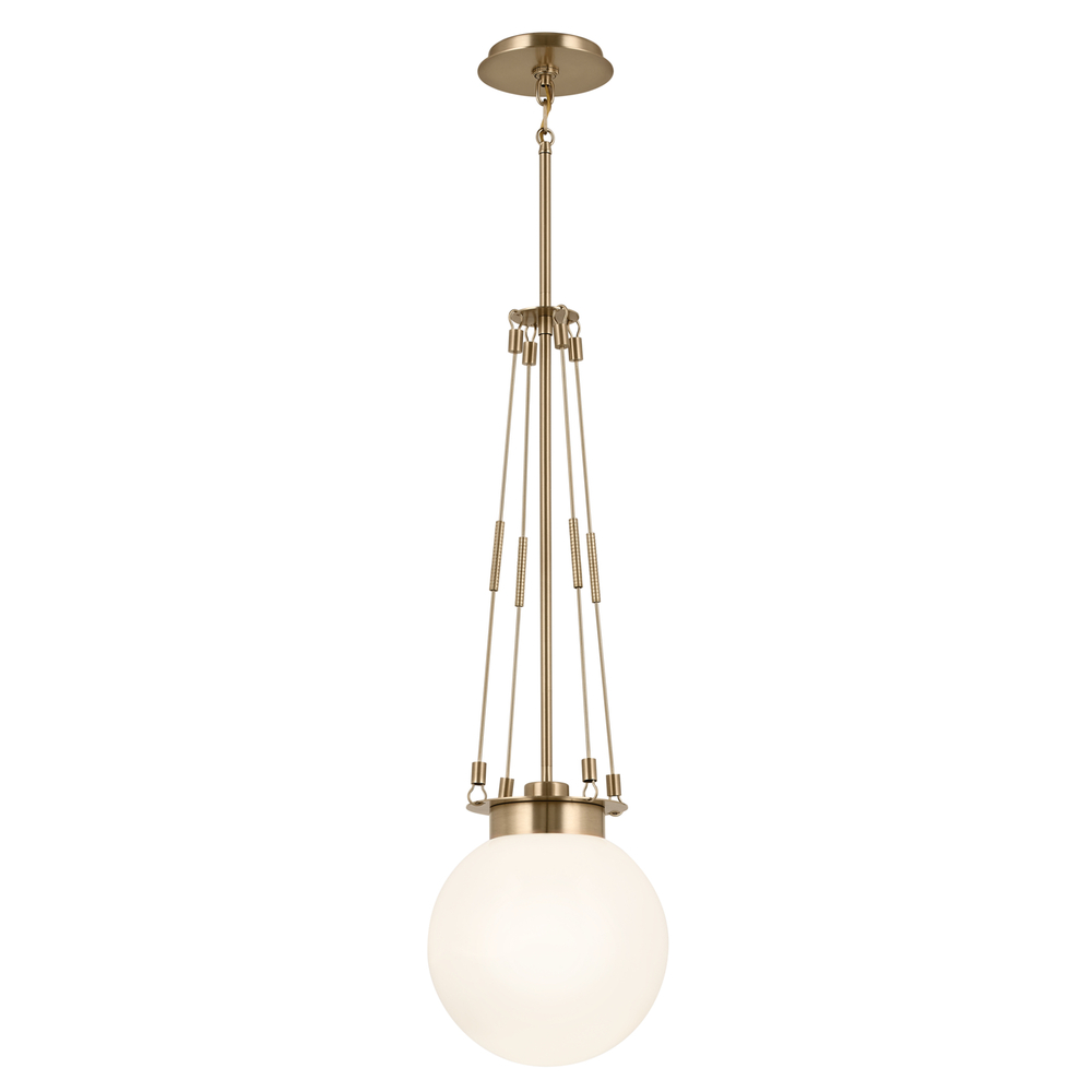 Albers 10.5 Inch 1 Light Pendant with Opal Glass in Champagne Bronze
