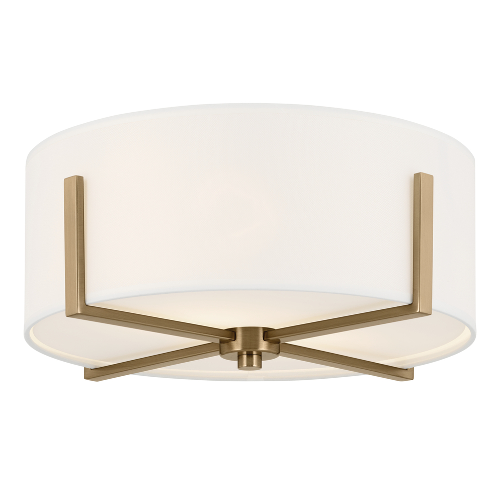 Malen 15.5 Inch 2 Light Flush Mount with White Fabric Shade in Champagne Bronze