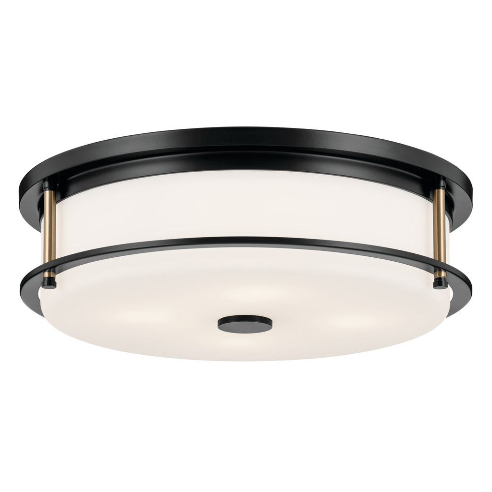Brit 18 Inch 4 Light Flush Mount with Satin Etched Cased Opal Glass in Black and Champagne Bronze