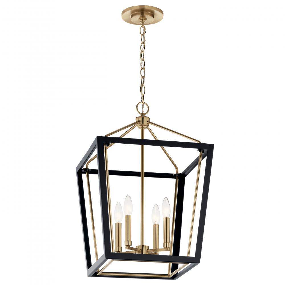 Delvin 24 Inch 4 Light Pendant with Clear Glass in Champagne Bronze and Black