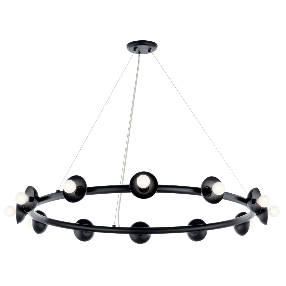 Palta 42 Inch 12 Light Chandelier in Black