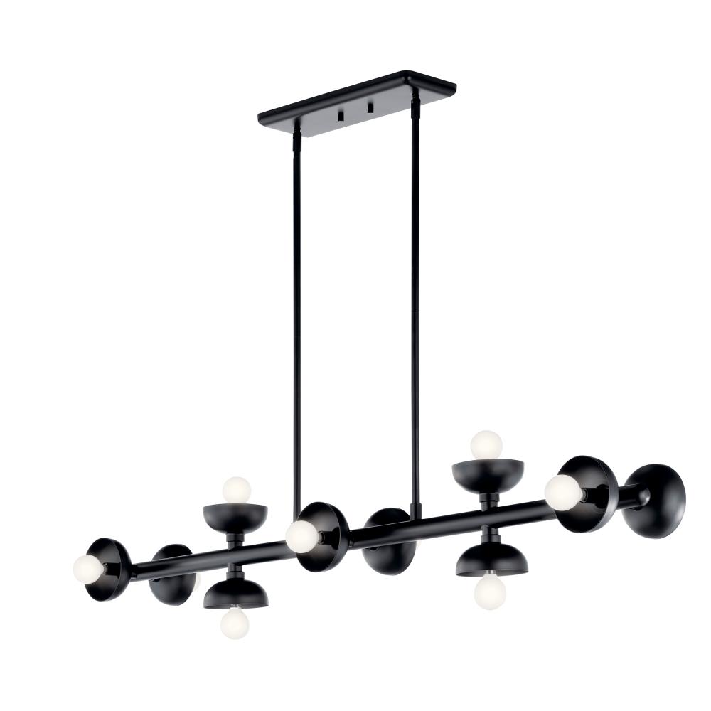 Palta 48 Inch 10 Light Linear Chandelier in Black
