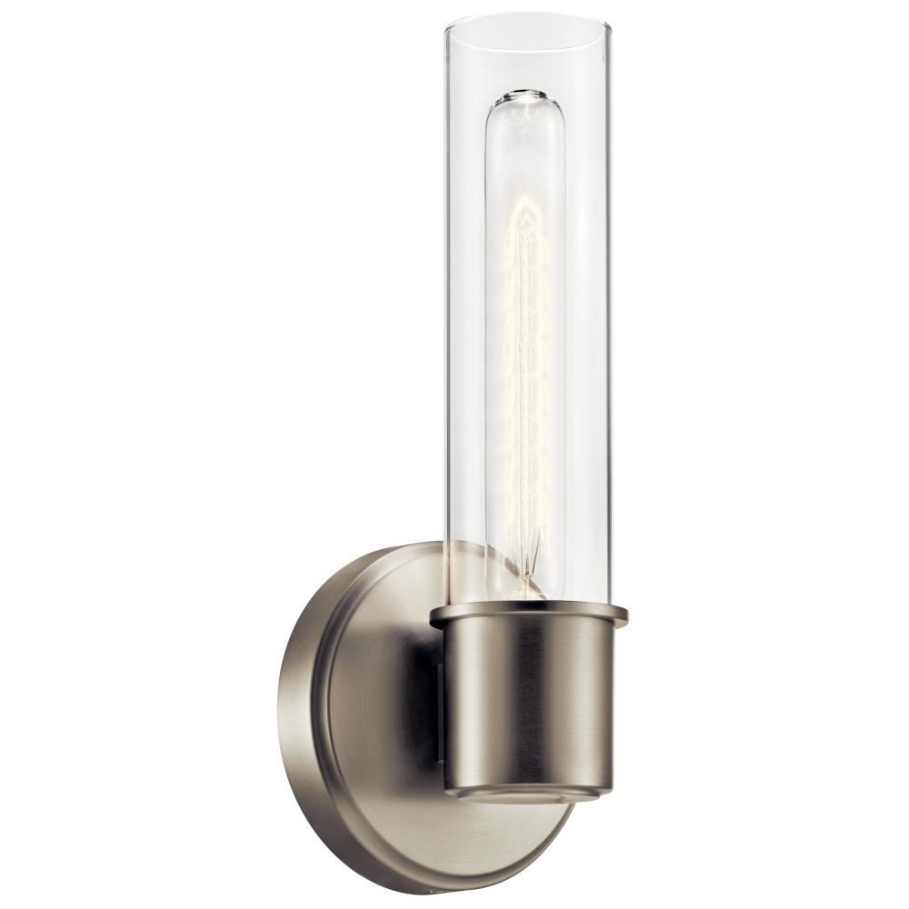 Aviv 13 Inch 1 Light Wall Sconce with Clear Glass in Brushed Nickel