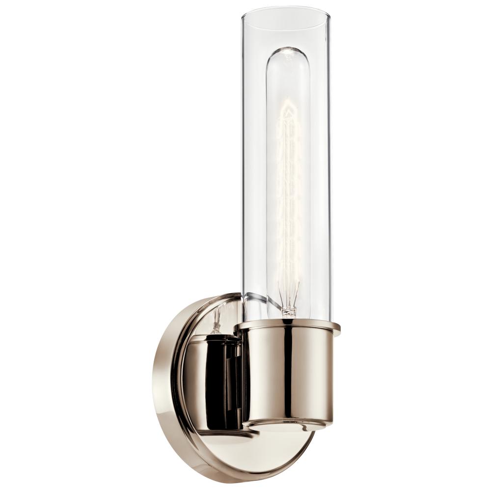 Aviv 13 Inch 1 Light Wall Sconce with Clear Glass in Polished Nickel