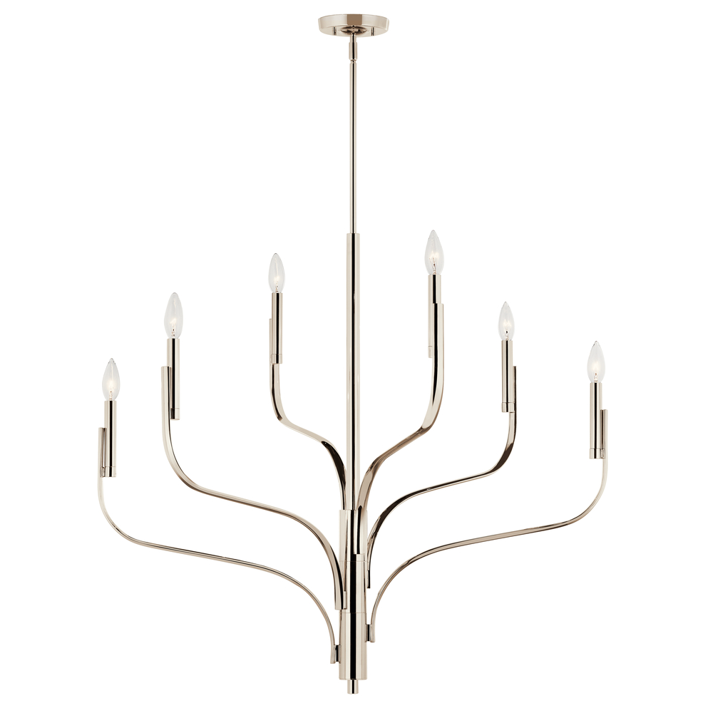 Livadia 36.25 Inch 6 Light Chandelier in Polished Nickel