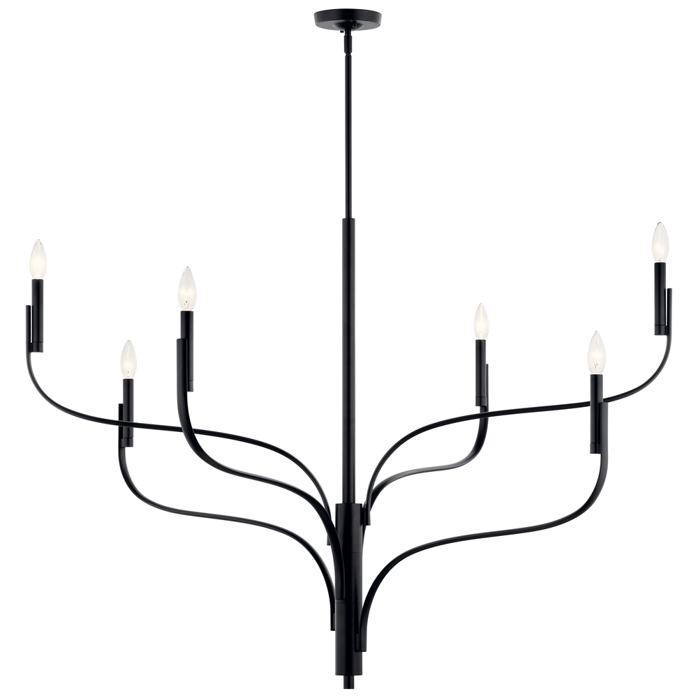 Livadia 47.25 Inch 6 Light Chandelier in Black