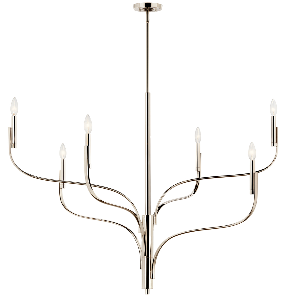 Livadia 47.25 Inch 6 Light Chandelier in Polished Nickel