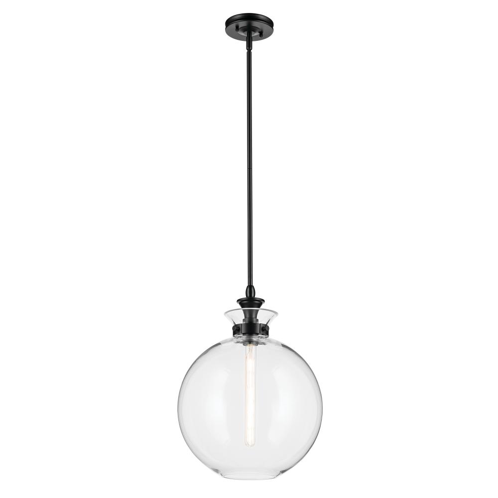 Laria 15 Inch 1 Light Pendant with Clear Glass in Black