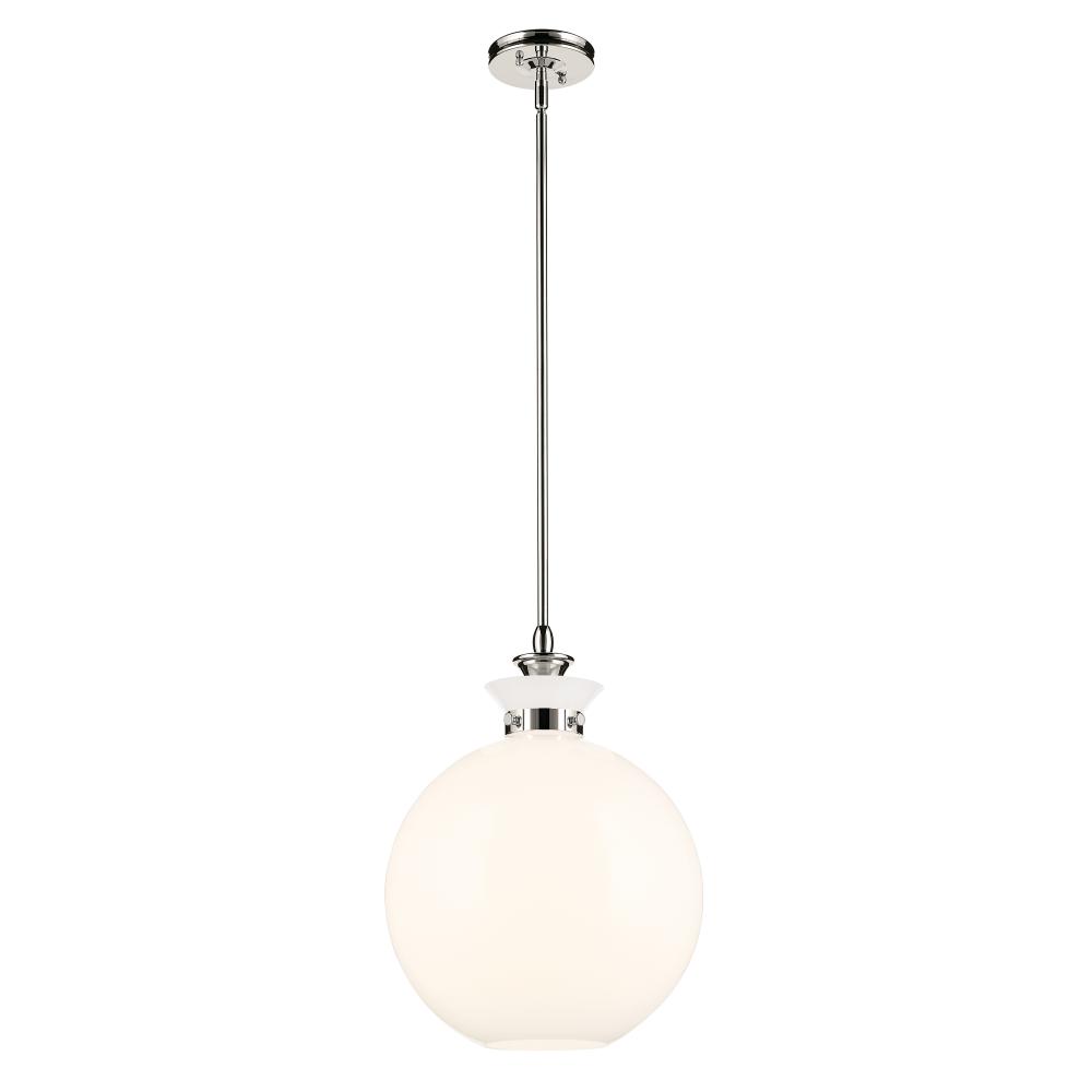 Laria 15 Inch 1 Light Pendant with Opal Glass in Polished Nickel