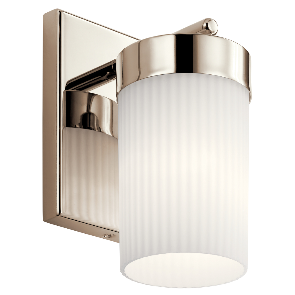Ciona 9" 1 Light Wall Sconce with Round Ribbed Glass Polished Nickel
