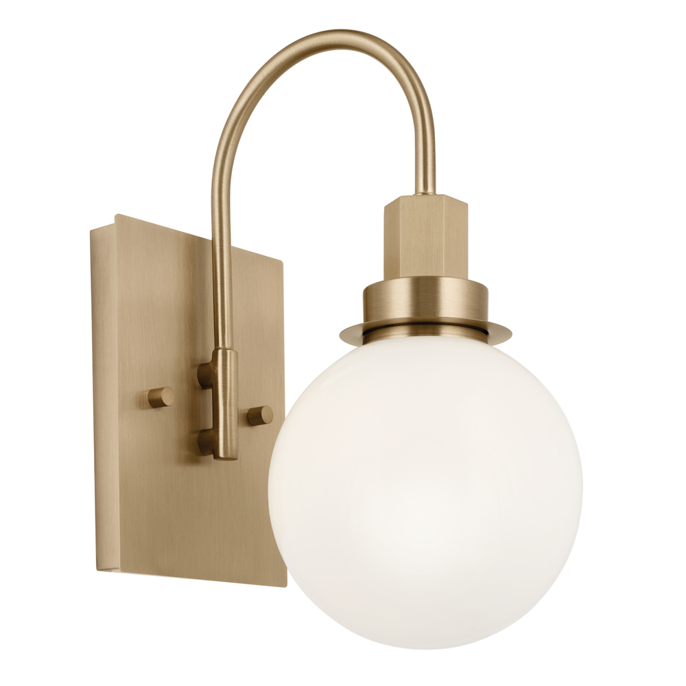 Hex 11.5 Inch 1 Light Wall Sconce with Opal Glass in Champagne Bronze