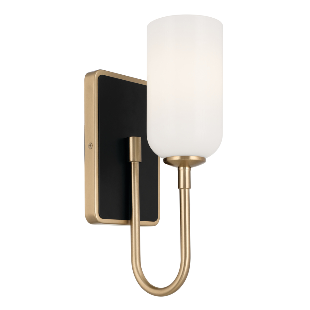 Solia 13.5 Inch 1 Light Wall Sconce with Opal Glass in Champagne Bronze with Black