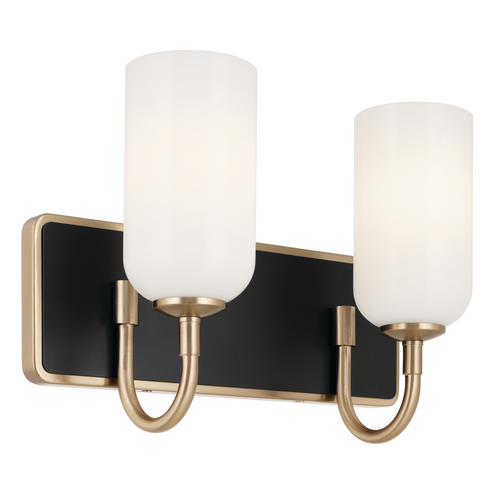 Solia 14.25 Inch 2 Light Vanity with Opal Glass in Champagne Bronze with Black