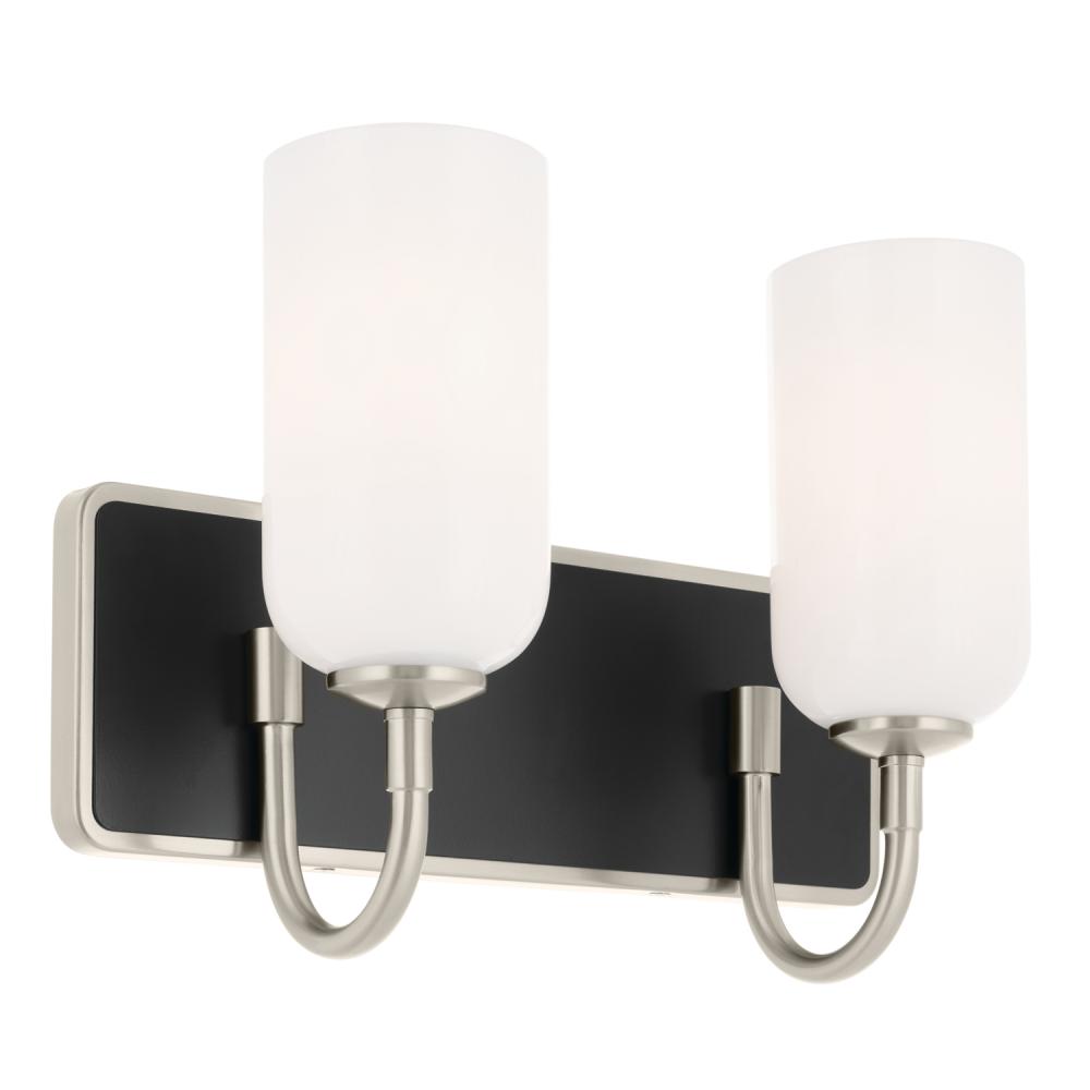 Solia 14.25 Inch 2 Light Vanity with Opal Glass in Brushed Nickel with Black
