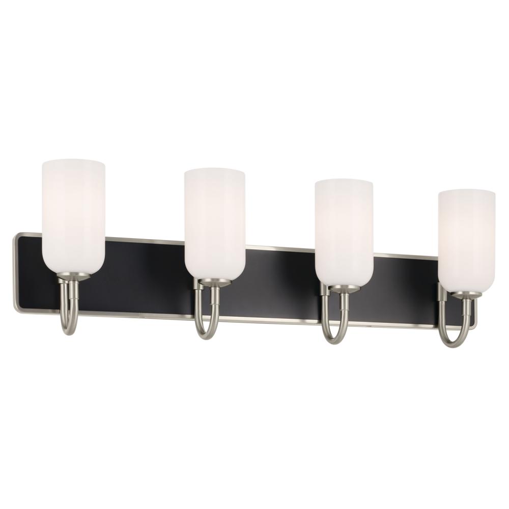 Solia 32 Inch 4 Light Vanity with Opal Glass in Brushed Nickel with Black