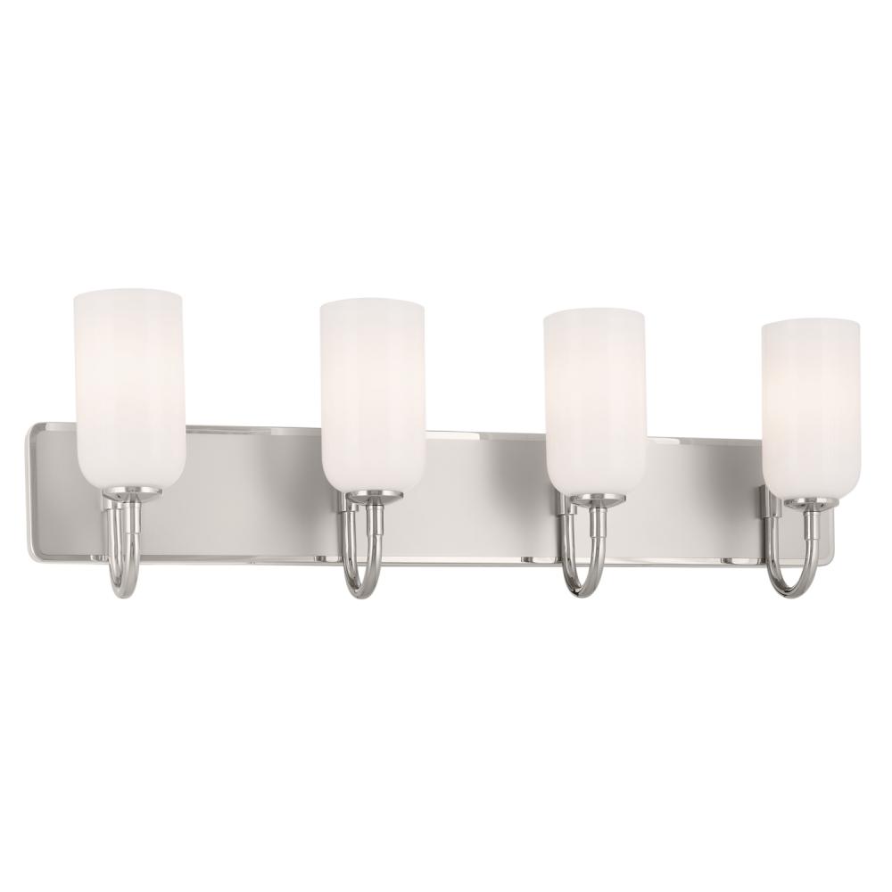 Solia 32 Inch 4 Light Vanity with Opal Glass in Polished Nickel with Stain Nickel