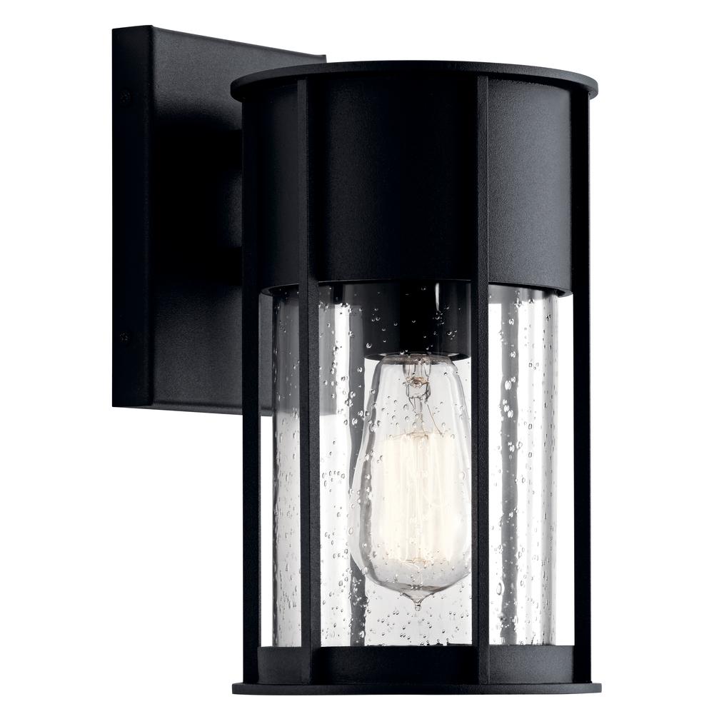 Camillo 11" 1 Light Wall Light with Clear Seeded Glass Black