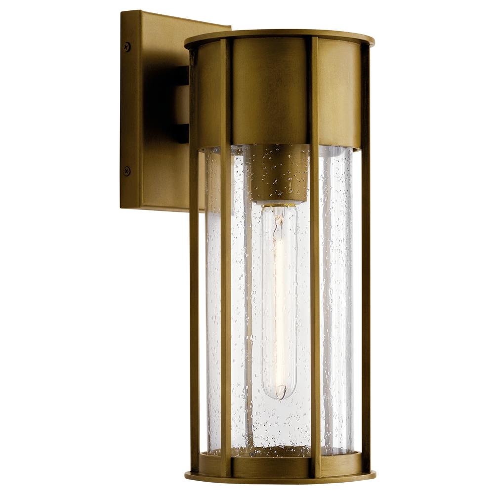 Camillo 15" 1 Light Wall Light with Clear Seeded Glass Natural Brass