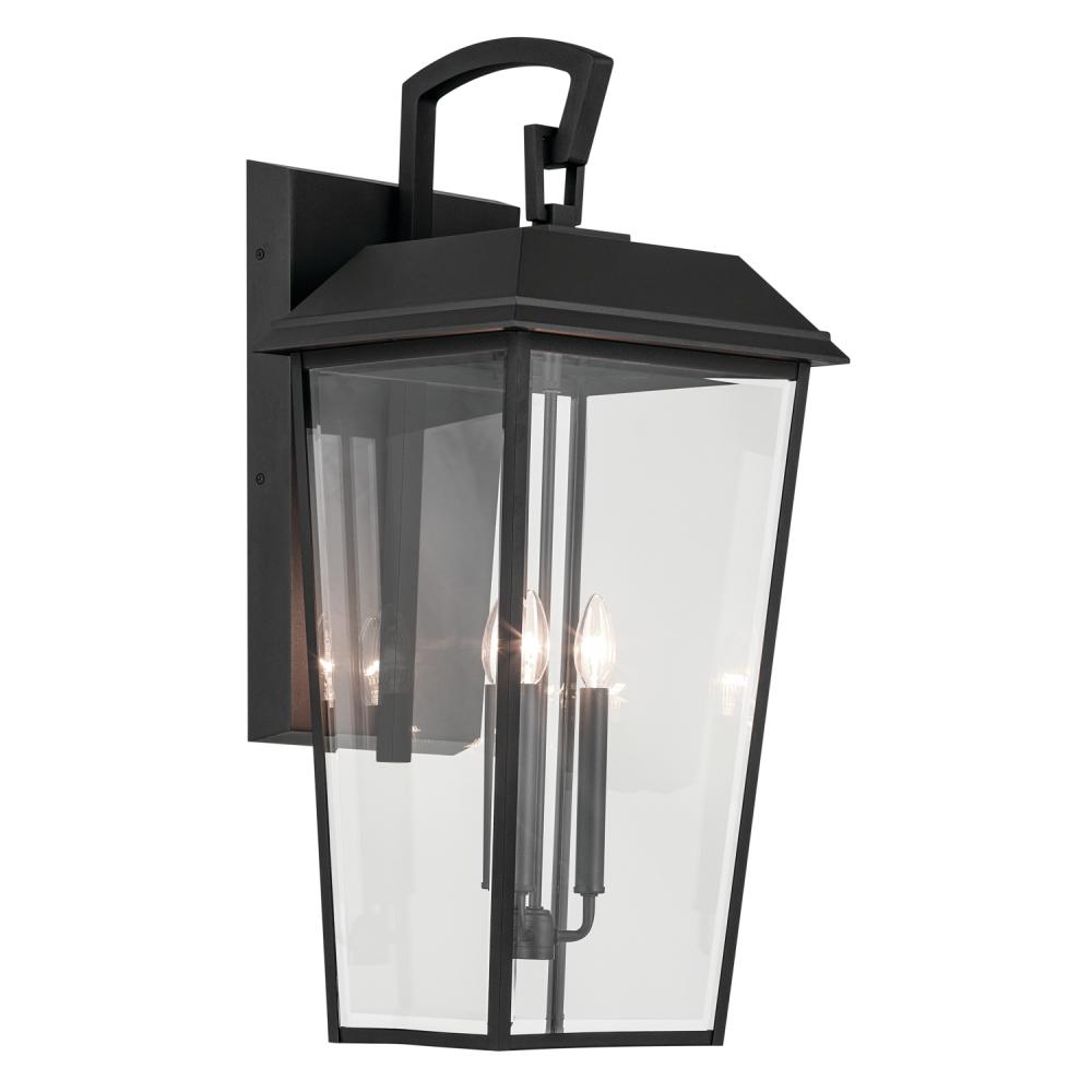 Mathus 30.25 inch 3 Light Outdoor Wall Light with Clear Glass in Textured Black