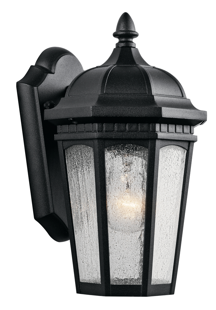 Courtyard 11" 1 Light Outdoor Wall Light with Clear Seeded Glass in Textured Black